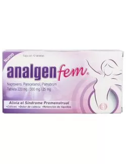 Analgen Fem 220 mg/ 300 mg/ 25 mg Caja Con 12 Tabletas