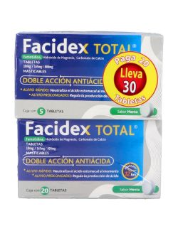 Facidex Total 10 mg/165 mg/800 mg 20 Tabletas Masticables + 10 Tabletas