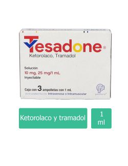 Tesadone 10 mg/25 mg Solución Inyectable 3 Ampolletas 1 mL