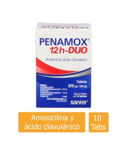 Penamox 12H Duo 875 mg/125 mg Caja Con 10 Tabletas