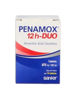 Penamox 12H Duo 875 mg/125 mg Caja Con 14 Tabletas