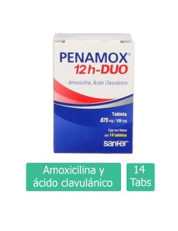 Penamox 12H Duo 875 mg/125 mg Caja Con 14 Tabletas