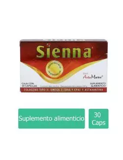 Sienna® - 30 Cápsulas | Colágeno Tipo II + Omega 3 + Astaxantina | ELEA