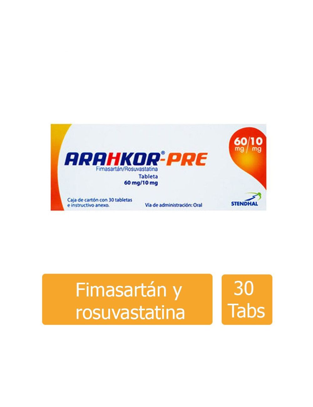 ARAHKOR®-PRE 60 mg/10 mg | 30 Tabletas (Fimasartán/Rosuvastatina) | STENDHAL