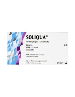 Soliqua Solución 100 U, 33 Mcg/mL Caja Con 3 Plumas Precargadas