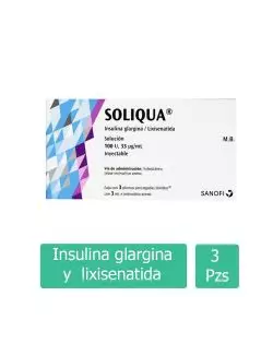 SOLIQUA® 100 U (Insulina Glargina/Lixisenatida) - 3 Plumas Precargadas - RX3