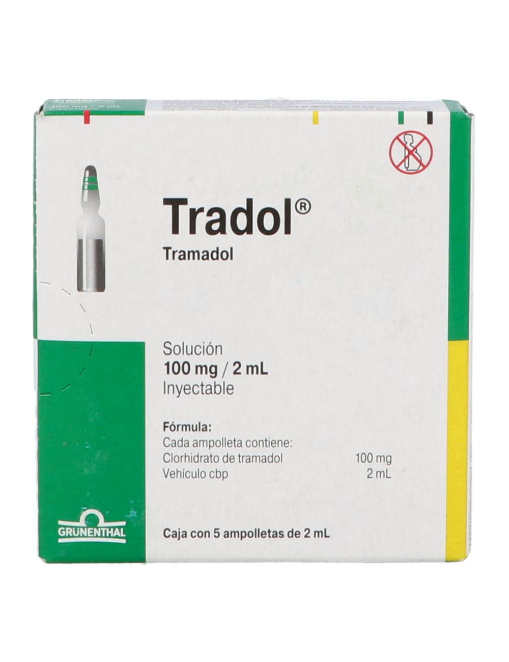 Tradol 100 mg Caja con 5 Ampolletas de 2 ml