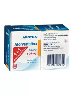 Atorvastatina 20 mg Caja Con Frasco Con 30 Tabletas Two Pack