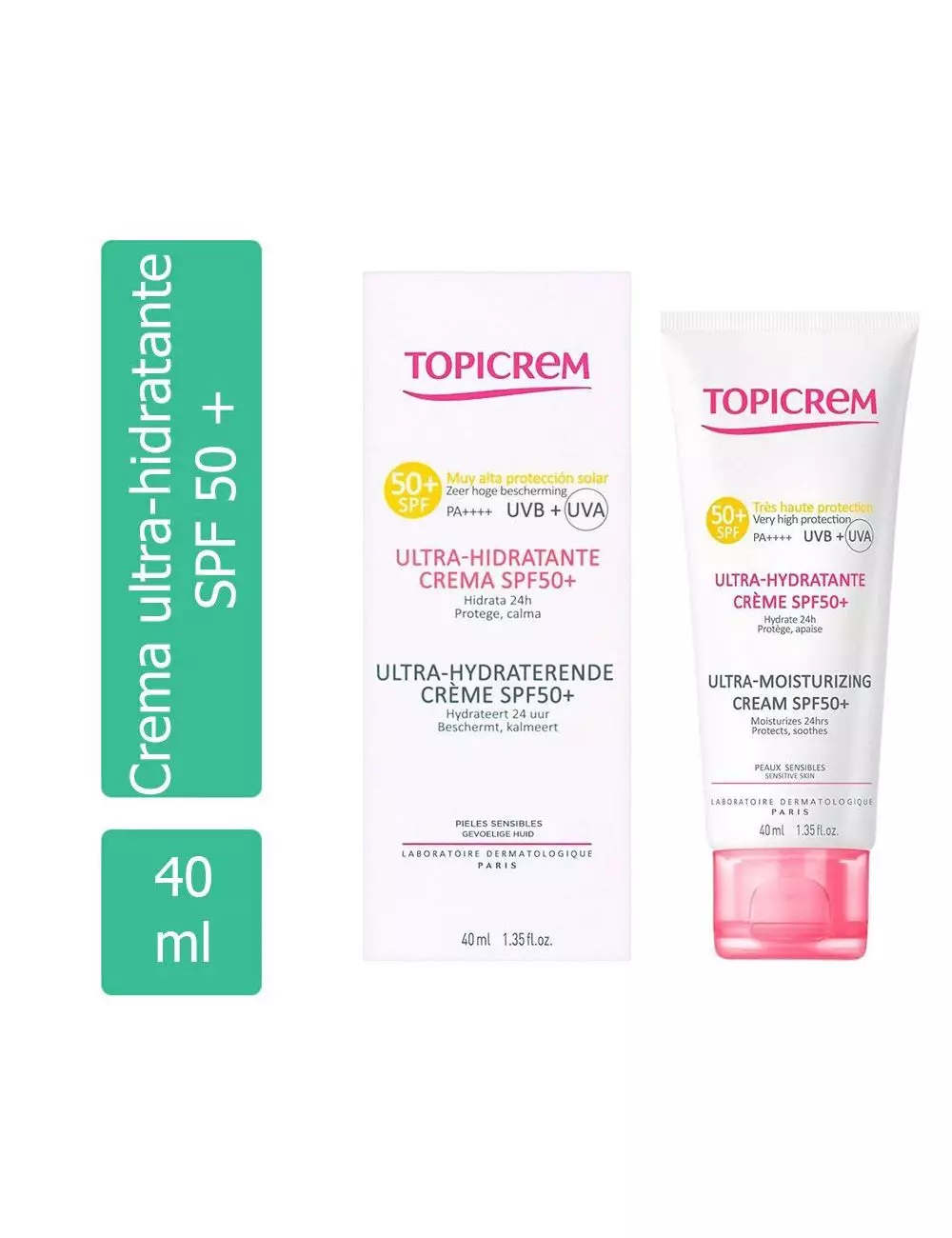 Topicrem 50 SPF - Crema Ultra Hidratante Pieles Sensibles - 40 ml