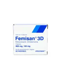 Femisan 3D 100 mg / 800 mg Caja Con 3 Cápsulas Vaginales