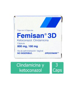 Femisan 3D 100 mg / 800 mg Caja Con 3 Cápsulas Vaginales