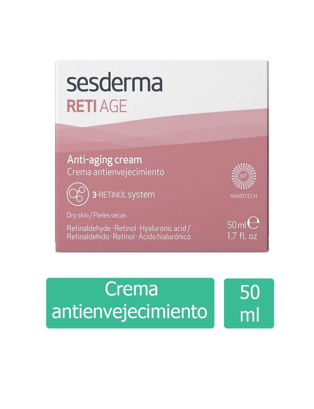 RETI AGE Crema Antienvejecimiento - 50 ml - Retinol + Ácido Hialurónico - Sesderma