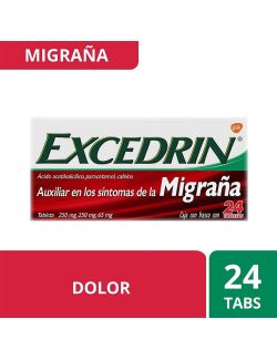Excedrin Migraña 250 mg/ 250 mg/ 65 mg Caja Con Frasco Con 24 Tabletas