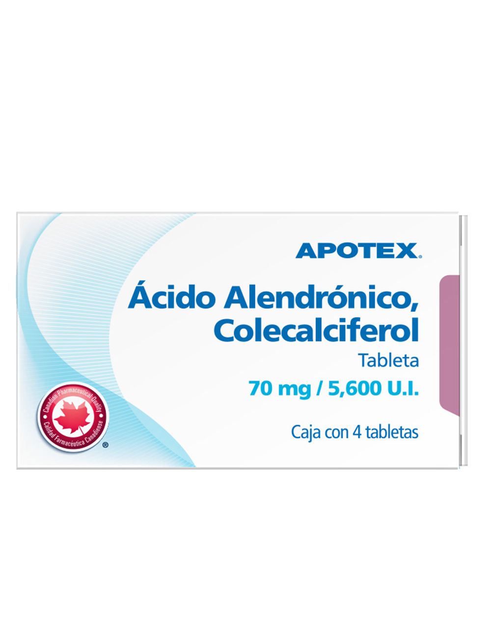 Ácido Alendrónico, Colecalciferol 70 mg/5,600 UI Caja Con Blíster Con 4 Tabletas