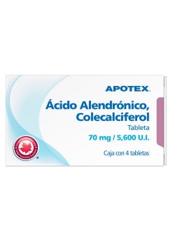 Ácido Alendrónico, Colecalciferol 70 mg/5,600 UI Caja Con Blíster Con 4 Tabletas