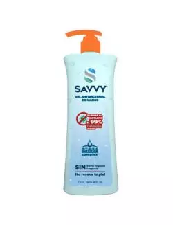 Gel Antibacterial Para Manos Savvy 400 mL