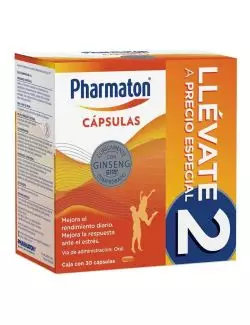 Pharmaton multivitamínico para adultos. Mejora el rendimiento diario. 30 + 30 cápsulas de 40 mg c/u