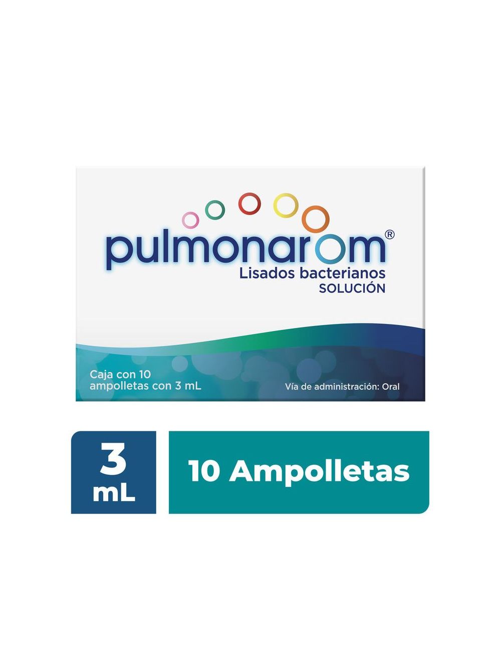 Pulmonarom Lisados Bacterianos 10 Ampolletas de 3 ml. Vía de Administración Oral.