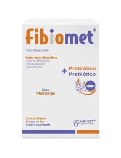 Fibiomet - Probiótico y Prebiótico - Sabor Naranja con 10 Sobres