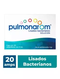 Pulmonarom Lisados Bacterianos 20 Ampolletas de 3 ml. Vía de Administración Oral.