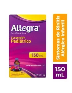 Allegra ® 150 ml tratamiento para la alergia suspensión pediátrica antihistamínico.