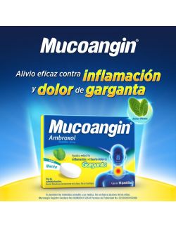 Mucoangin Auxiliar en el Alivio del Dolor de Garganta Menta 18 Pastillas de 20 mg