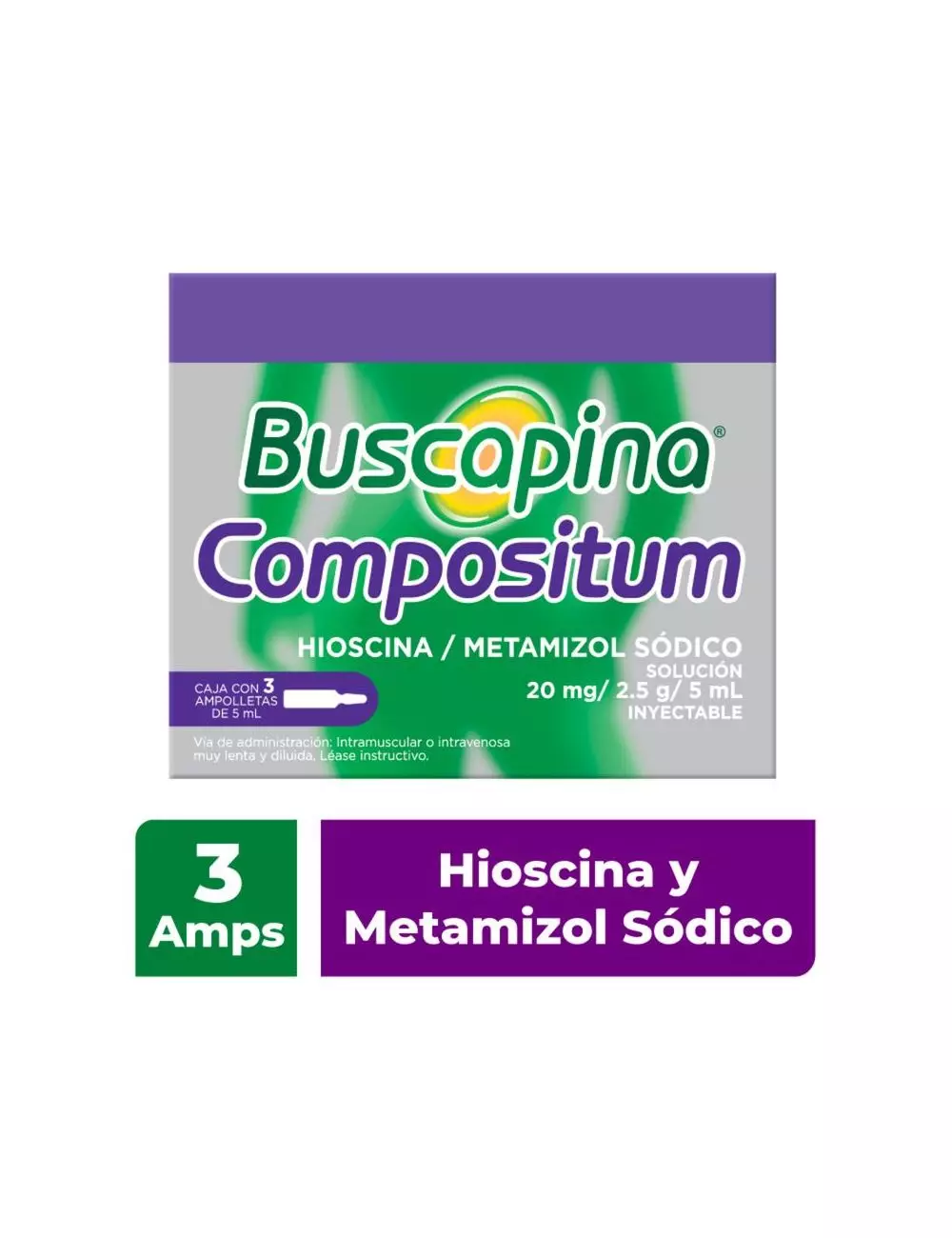 Buscapina Solución 20 mg / ml Inyectable Caja Con 3 Ampolletas de 1 mL