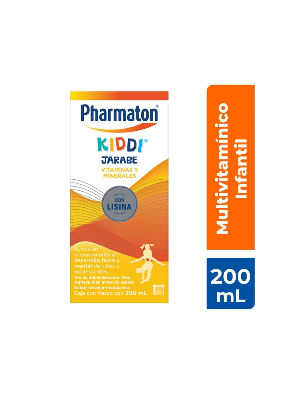 Pharmaton kiddi multivitamínico para niños jarabe 200 ml, sabor naranja-mandarina.