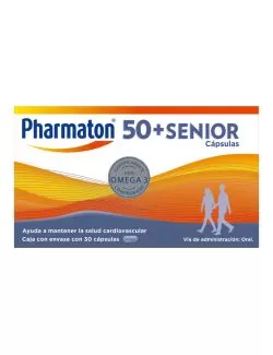 Pharmaton 50 + senior multivitamínico en 30 cápsulas.
