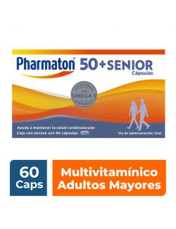 Pharmaton 50 + Senior Multivitamínico para Adultos Mayores 60 Cápsulas de 750 mg c/u.