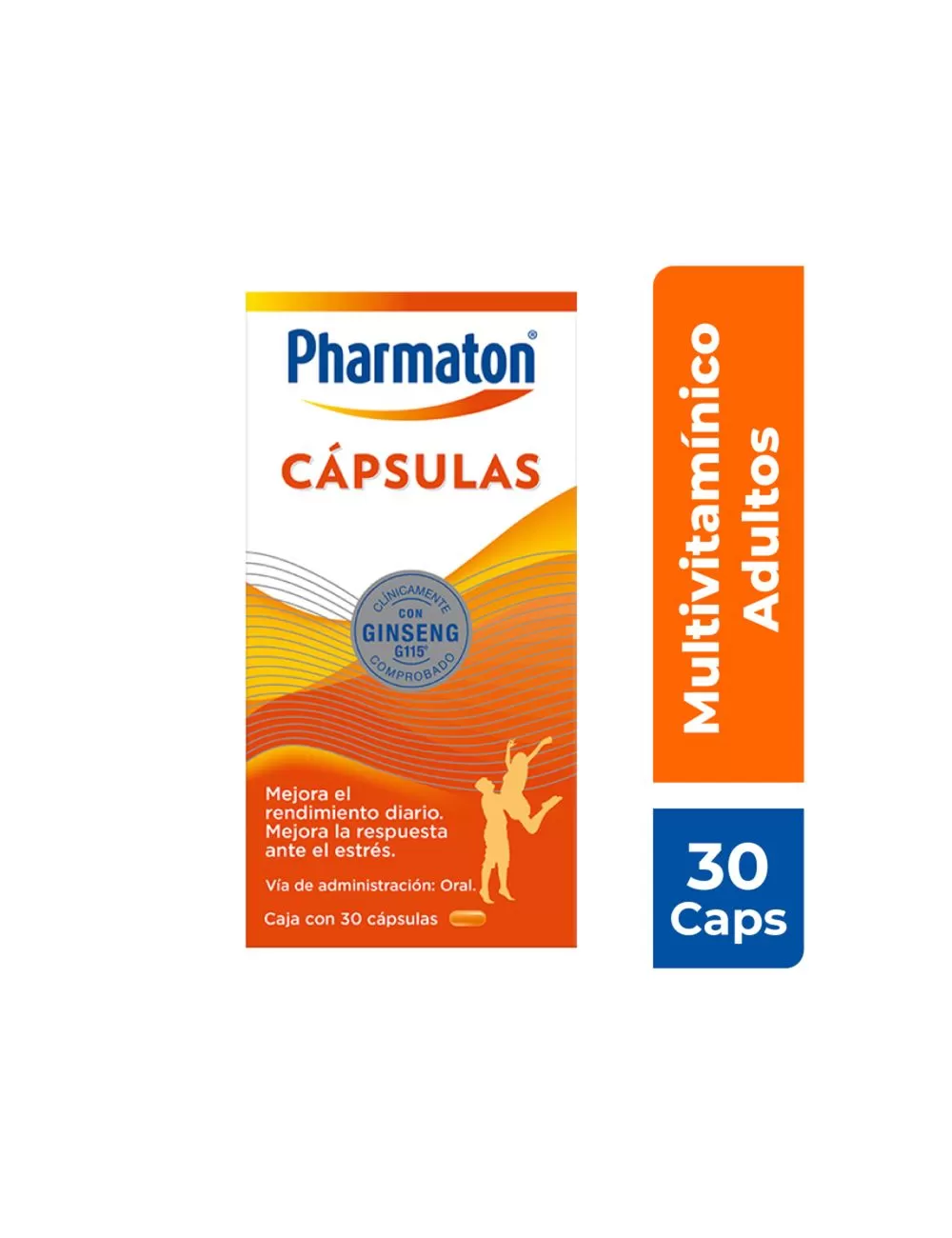 Pharmaton multivitamínico para adultos. Mejora el rendimiento diario. 30 cápsulas de 40 mg c/u