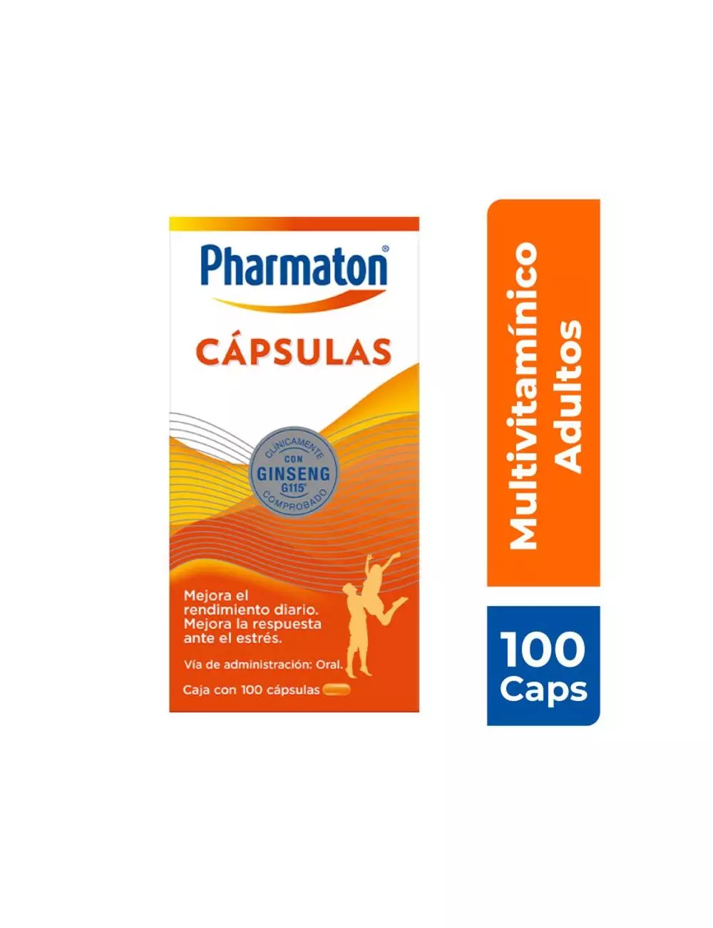 Pharmaton multivitamínico para adultos. Mejora el rendimiento diario. 100 cápsulas de 40 mg c/u