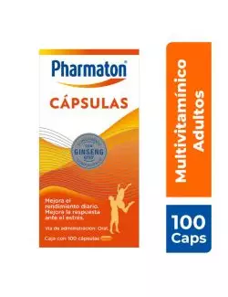 Pharmaton multivitamínico para adultos. Mejora el rendimiento diario. 100 cápsulas de 40 mg c/u