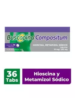 Buscapina Compositum con Hioscina 10 mg / Metamizol Sódico 250 mg, 36 Tabletas