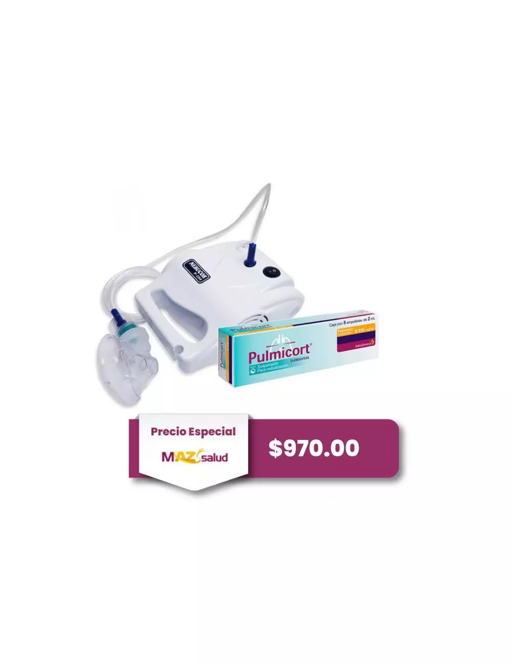 Kit Nebulizador Nebucor + Pulmicort 0.125 mg/ml (Budesonida) - 5 Ampolletas - AstraZeneca