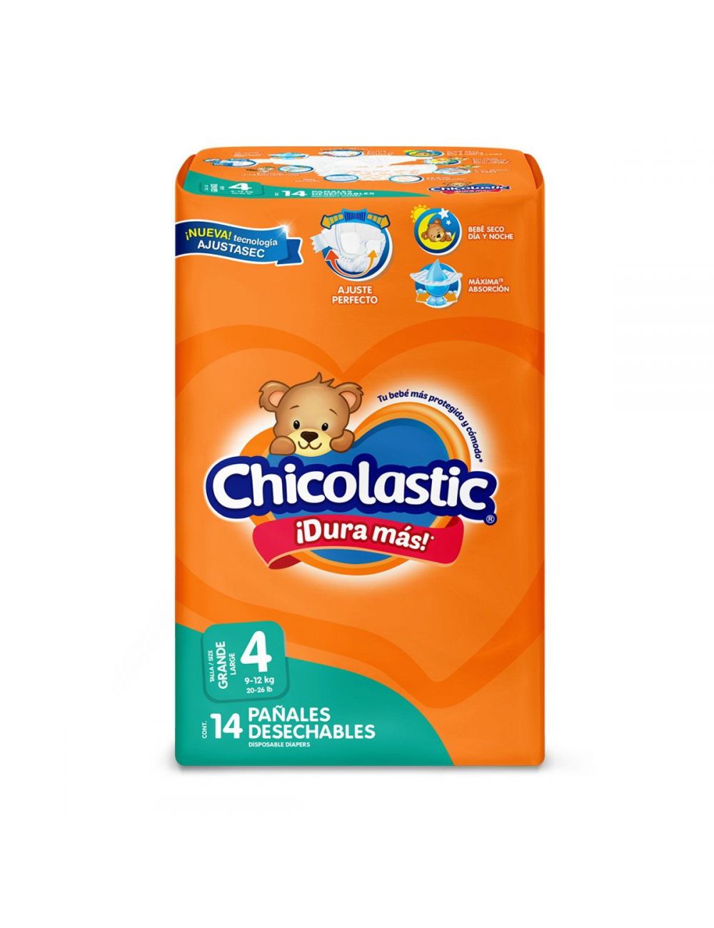 Chicolastic Classic Bolsa Con 14 Pañales Talla 4 Grande