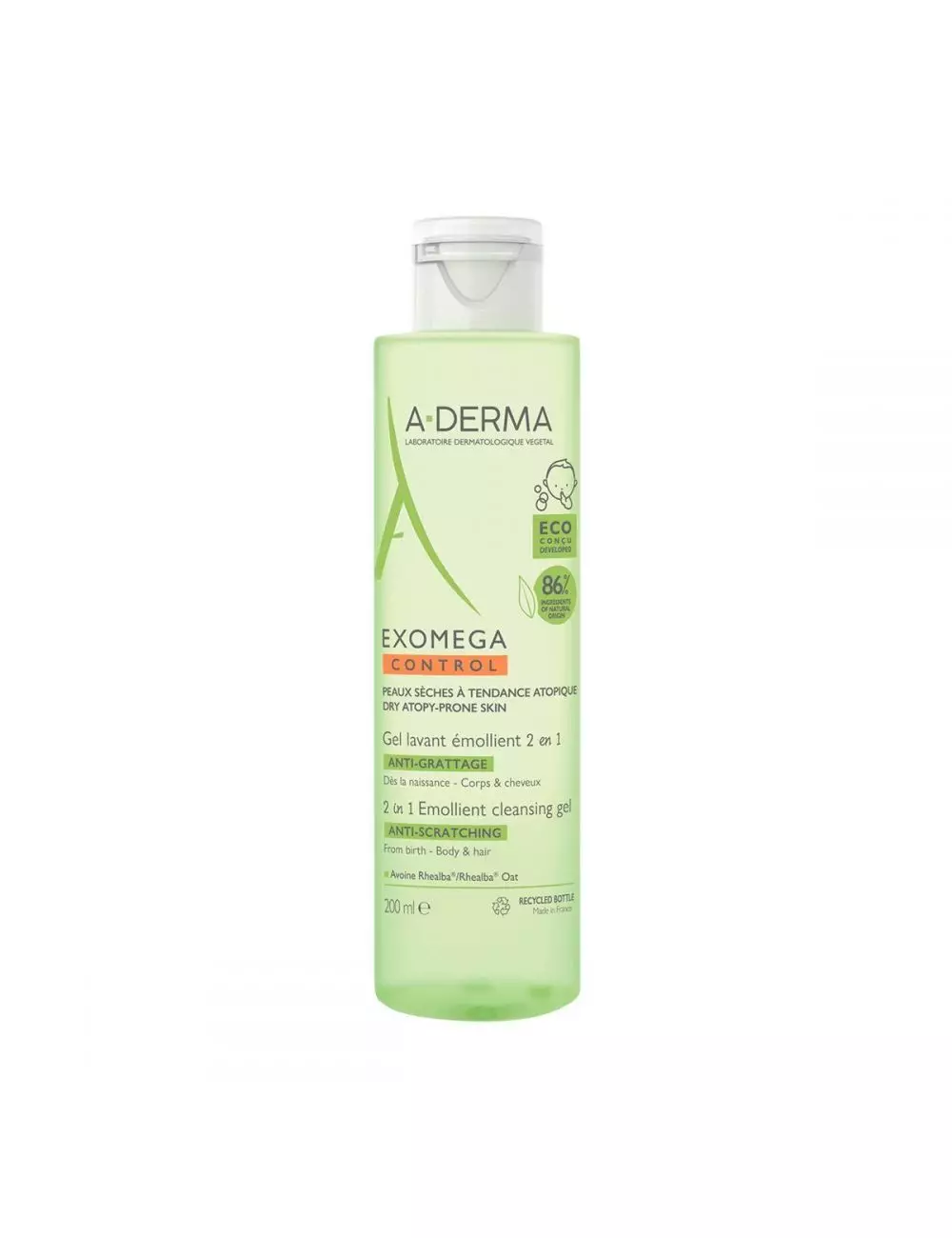 A-Derma Exomega Gel Emoliente Para Bebé Con 200 mL