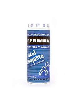 Derman Talco Desodorante Azul Relajante Frasco Con 80 g Aroma Lavanda