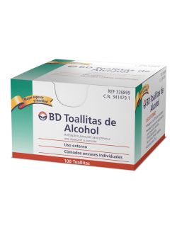 BD Toallitas De Alcohol Caja Con 100 Toallitas