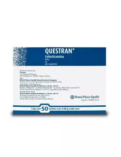 QUESTRAN® 4 g (Colestiramina) - 50 Sobres de 4.68 g - Bristol Myers Squibb