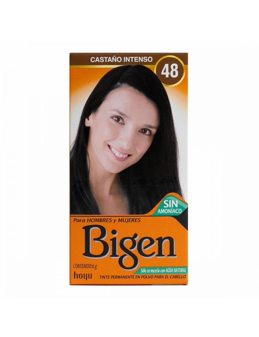 Bigen Tinte En Polvo Para El Cabello 48 Castaño Intenso Caja Con Frasco Con 6 g