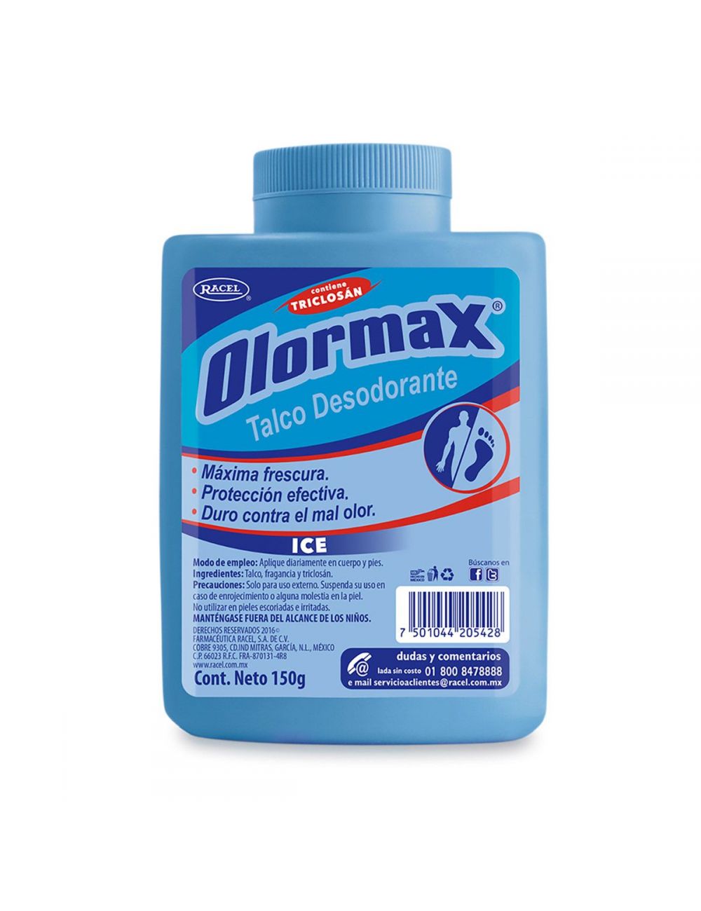 Talco Desodorante Olormax Ice Frasco Con 150 g