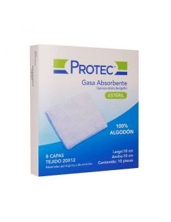 Protec Gasa Absorbente Estéril 10X10m Caja Con 10 Piezas