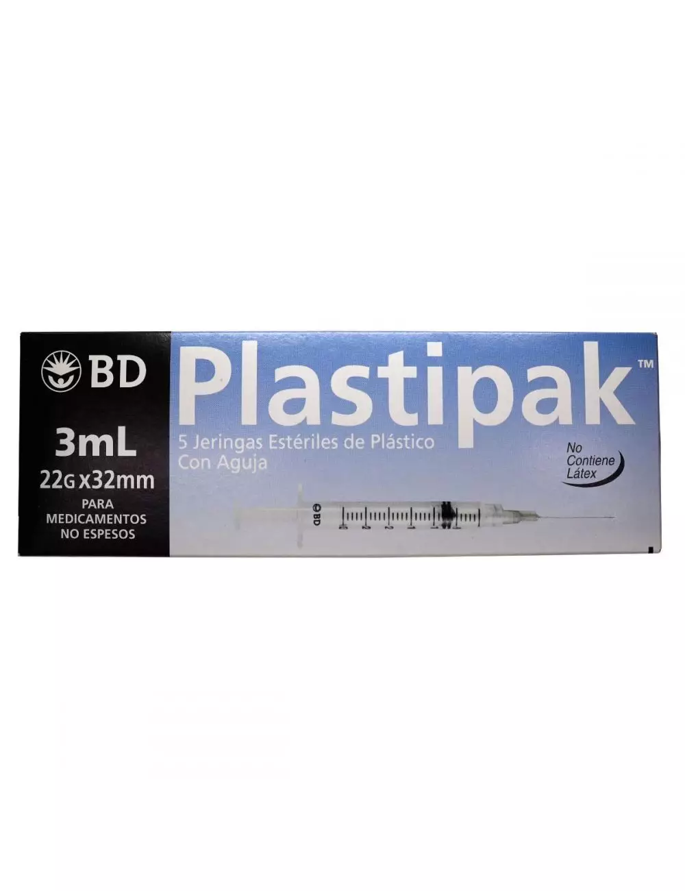 BD Plastipak Caja Con 5 Jeringas Estériles 3mL 22Gx2mm