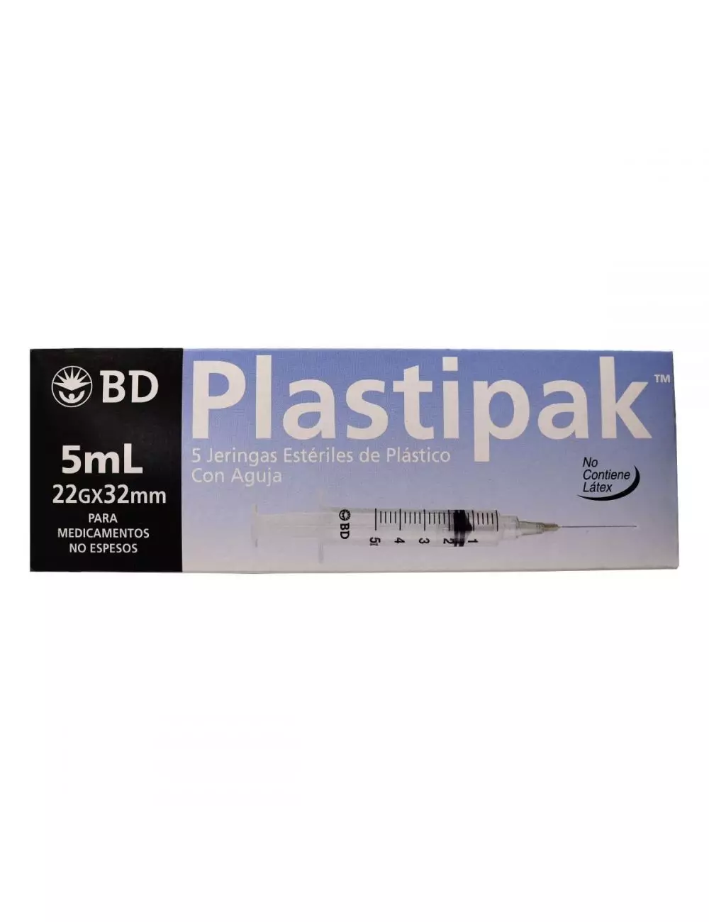 BD Plastipak Caja Con 5 Jeringas Estériles 5mL 22Gx32mm