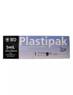 BD Plastipak Caja Con 5 Jeringas Estériles 5mL 22Gx32mm