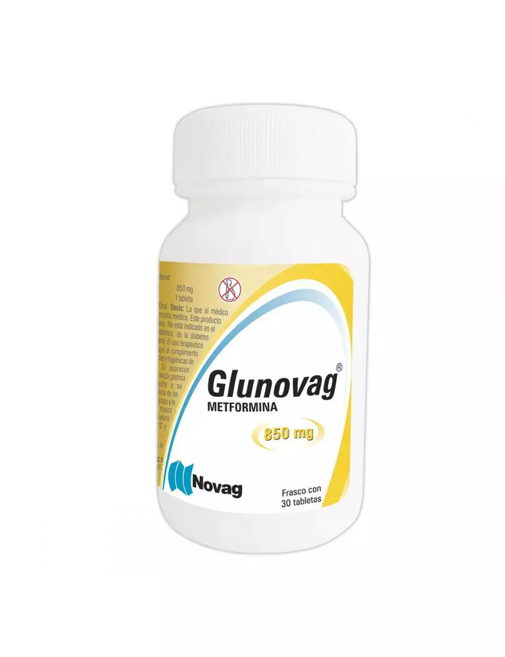 Glunovag Metformina 850 mg Frasco Con 30 Tabletas
