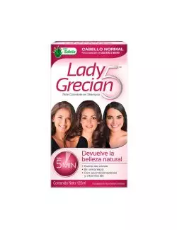 Lady Grecian 5 Tinte En Shampoo Cabello Normal Caja Con Frasco Con 120 mL