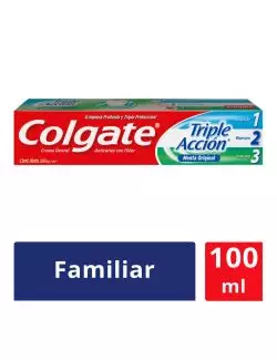 Colgate Triple Acción Sabor Menta Caja Con Tubo Con 100 mL