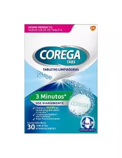 Limpiador Corega Tabs 3 Minutos Caja Con 30 Tabletas Efervescentes